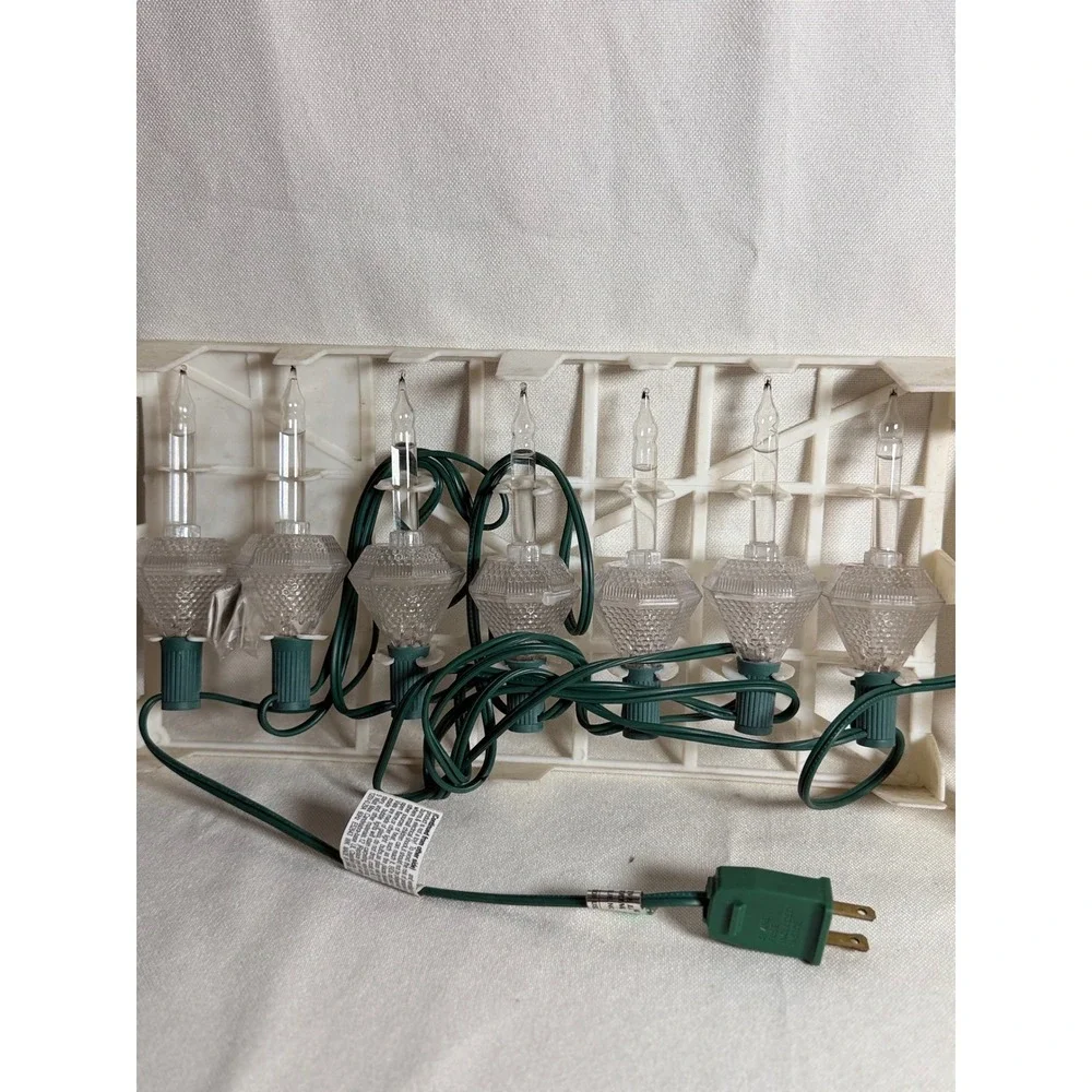 Vintage Style Bubble Christmas Lights 14 Count Clear Gold Warm Glow Green Wire